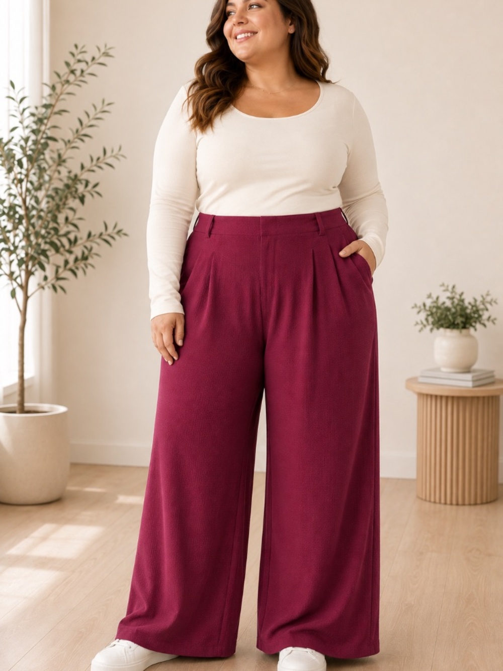 Halara Flex™ 3X Petite High Waisted Pocket Wide Leg Waffle Work Pants Anemone